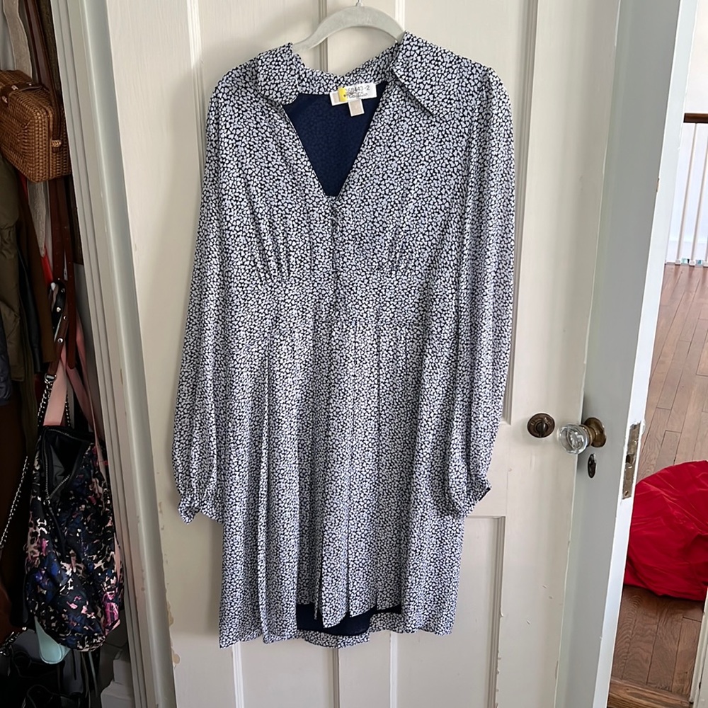 Blue patterned work dress